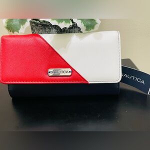 Nautica Tri-Color Wallet in Red, White, and Black